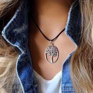 ❤️ Tree Of Life Jewelry Hypoallergenic Necklace Silver Oval Pendant